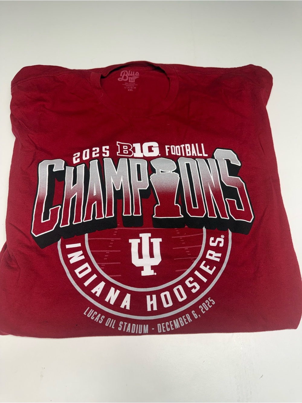 Indiana Hoosiers 2025 B1G 10 Football Champions Red Tee xxl
